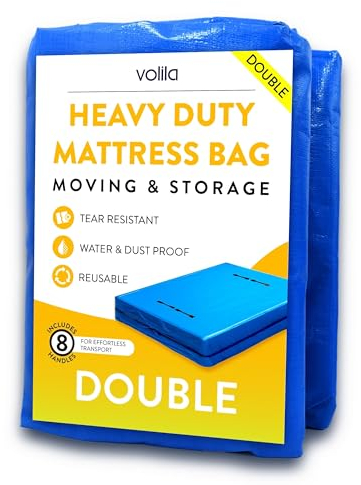 Double Size Mattress Bag for Moving - Reusable Waterproof Mattress Cover, Heavy Duty Mattress Bag for Storage and Protecting Beds from Stains, Dust, and Pests - (150gsm)