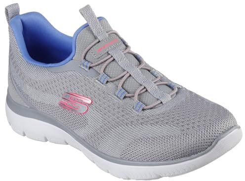 Skechers Damen Summits New Nature, Grey Knit Neon Pink Purple Trim, 38 EU