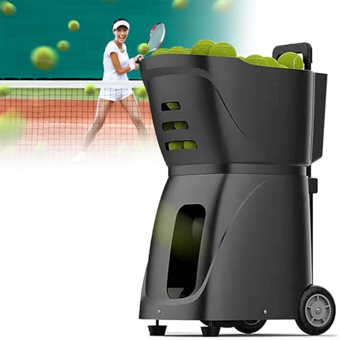 XDLYWUZIQ Tennisballmaschine, Automatischer Tennisballwerfer, Einstellbare Geschwindigkeit Und Platzierung, Bis Zu 100 Bälle Kapazität, Für Solo-Trainingssportarten Für Anfänger
