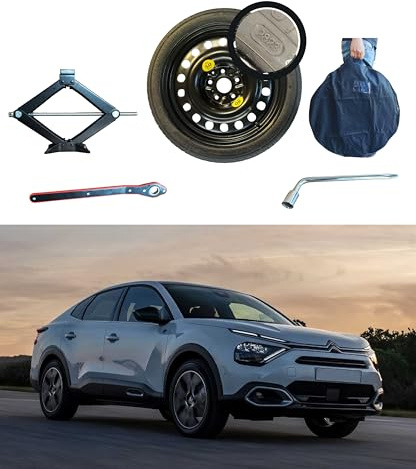 Kit de roue d'escorte 17 compatible avec Citroën Grand C4 Picasso/Spacetourer (06/2013>) avec Cric, Clé et Sac