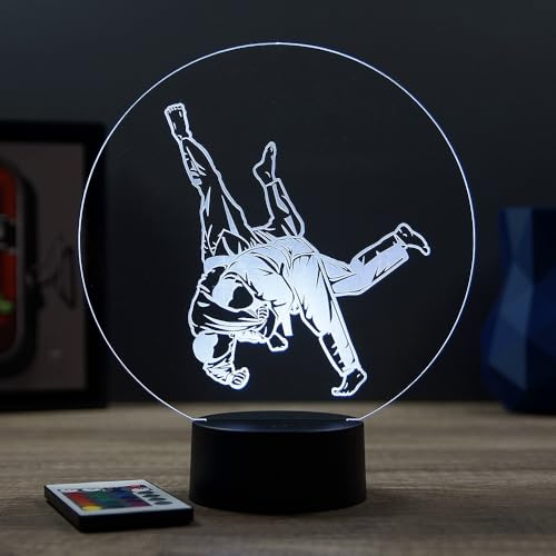 Lampe Fan Judo Judoka 16 Couleurs PERSONNALISÉE, Avec Un Nom Ou Un Message, 3D LED Illusion Lampe Disponible en Plusieurs Modèles, Lampe de Chevet à Lumière d’ambiance Parfaite Pour Tout le Monde