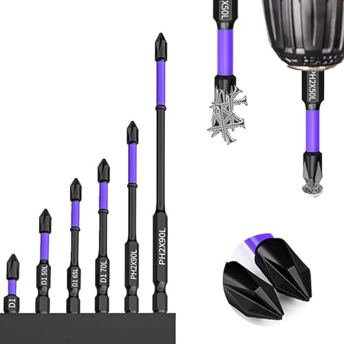 ZhongShuang 6 PCS D1 Anti-Slip and Shock-Proof High Hardness Bits with Phillips Screwdriver Bits Magnetic Screwdriver Bits Ph2 Magnetic Screwdriver Bit Set Suitable for Electric Screwdriver