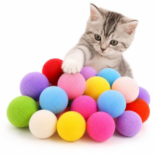 Vebetter Filzbälle für Katzen - 10 Stück Spielzeug Bälle, Katzenbälle aus Filz, Weiche Bälle, Kätzchen Pom Poms, Indoor Spielzeug, Pompon Ball 4 cm