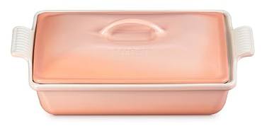 Le Creuset Stoneware Heritage Covered Rectangular Casserole, 4 qt., Peche