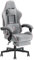 Dowinx Gaming Chair for Adults, Ergonomic Computer Chairs with Footrest, PC Office Chair with Massage, Up to 150Kg, Pink&Grey