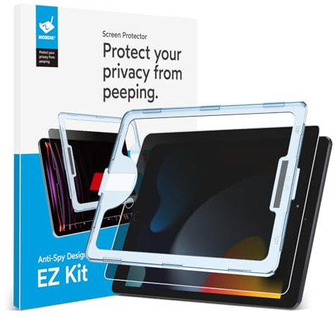 MOBDIK 1 Pezzi Privacy Pellicola Protettiva per iPad 9e / 8e / 7e génération 10.2 Pollici (2021/2020 / 2019), Anti Spia, 9H Vetro Temperato, Kit EZ