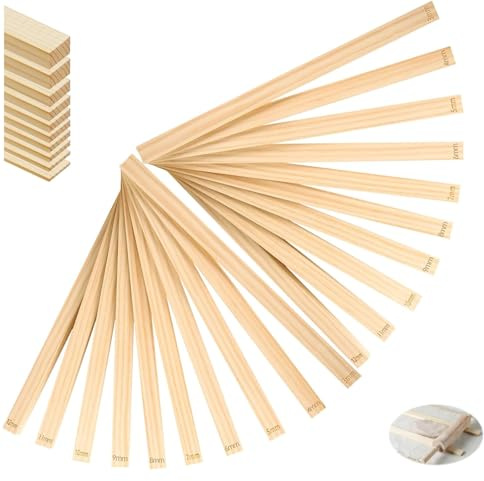 GIONAR 20pcs Pottery Clay Rolling Pin Thickness Guides Set, 10 Size Mud Stick Guides, 3mm-12mm Wood Rolling Guide Sticks, Wooden Clay Tools for Precise Polymer Clay Thickness Control