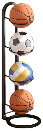 Estante De Bolas de 4 Niveles - Soporte Balon Futbol, Almacenamiento Vertical De Pelotas, Estante De Almacenamiento Portátil, Estante De Almacenamiento De Pelotas Para Baloncesto, Fútbol Y Voleibol
