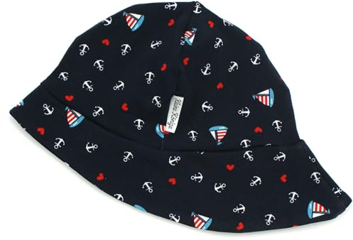 Kleine Könige Sonnenhut Sommer Mütze Baby Jungen · Modell Anker Segelboot Segelliebe blau · Ökotex 100 Zertifiziert · Größe 110/116