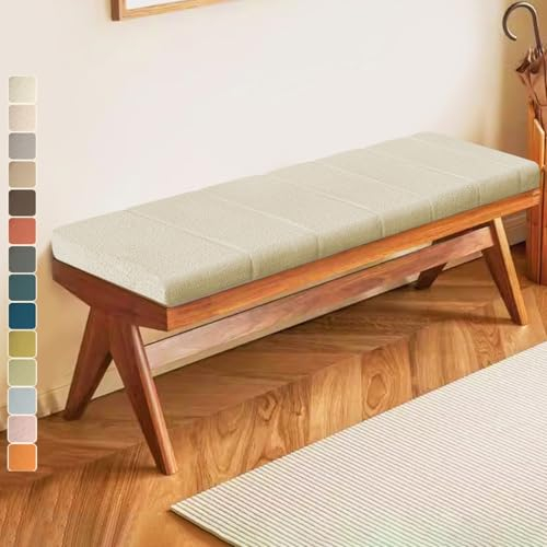 Lsjoaw Bankauflage 140 X 40 X 6CM Sitzkissen Bankpolster Wasserdicht Schmutzabweisend und Kratzfest Sitzkissen für Fensterbank Esstisch Gartenbank Schaukel Terrasse Bank Drinnen Sitz Milchteefarbe