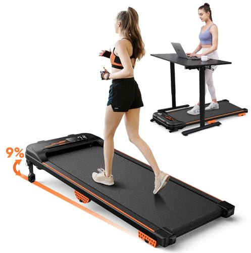 4 in 1 Walking Pad mit Neigung,Laufband für Zuhause mit 2.5 HP Leiser bürstenloser Motor,1-6 km/h, Leise Fernbedienung & App, Keine Montage Erforderlich,vertikale Platzierung für Zuhause & Büro