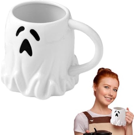 Creepy Ghost Mug, Cute Ceramic Coffee Mug | 400ml Spooky Ghost Tea Cup Cute Coffee Mug - Party Novelty Drinkware Photo Booth Props for Home Use for Milk Tea Juice Hot Chocolate