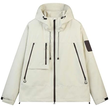 SRZYMJ Jacke Herren Frühling Windjacke Herren Leicht Fahrrad Bomberjacke Herren Sommer Regenjacke Dünn Regenjacke Rennrad Windjacke Herren Leicht Fahrrad Weiß Winter Kapuzenjacke XXL