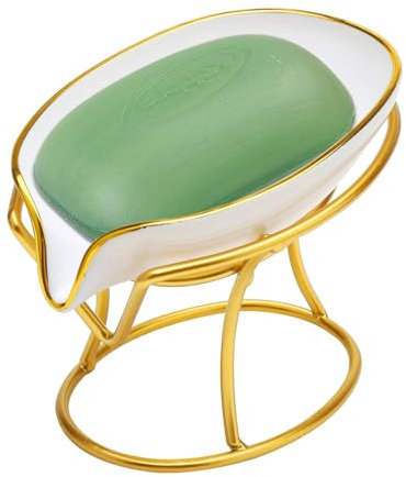Porte-Savon avec égouttoir, Porte-Savon de Douche, Porte-Savon en Forme de Feuille Vintage, décoration de Maison pour Cuisine, Salle de Bain, Douche, lavabo (Blanc)
