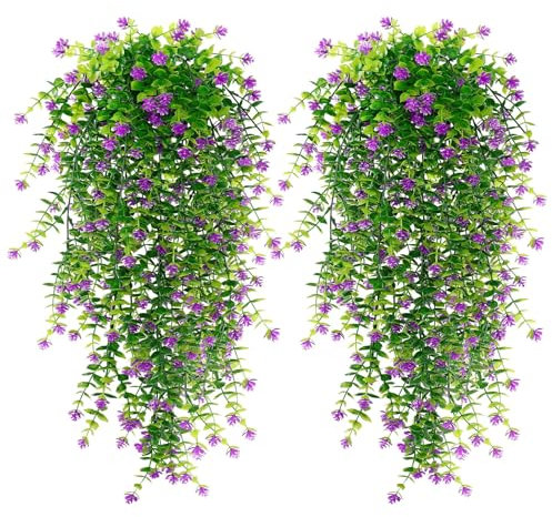 SOMYTING 6 Stück Kunstblumen Outdoor UV-beständig Künstliche Hängend Pflanzen Wetterfest Künstliche Blumen Kunstpflanzen Balkonpflanze Plastikblumen für Außen Balkonkasten Garten （Rose rot）