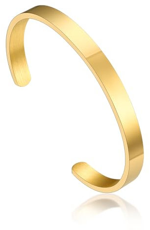 Bandmax Herren Armband Gold Edelstahl Charm Armband Damen Offenes Armband Manschettenarmband Armspange Freundschaftsarmband Männerarmband Schmuck Accessoires