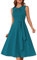 GRACE KARIN Ärmelloses Midikleid für Damen elastisches Rundhalskleid Plissiertes Cut-Out mit Gürteltaschen Baugrün 2XL