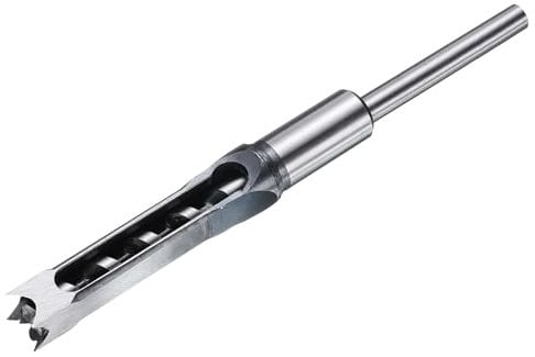 sourcing map Broca de agujero cuadrado para madera de 15 mm, cincel hueco, herramienta de corte de espolón, acero de alto carbono para carpintería