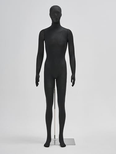 Kleiderpuppe Schneiderpuppe Schaufensterpuppe Männlich Ganzkörper Verstellbar Mit Drehbarem Kopf, Abnehmbaren Armen Und Metallständer, Ansteckbare Schneiderpuppe Aus Styropor Für Schaufenster(Black)