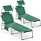 Casaria® 2er Set Sonnenliege Klappbar Wetterfest Gartenliege Mit Dach Aluminium Seitentasche Tragegriff bis 150kg 2 Personen Liegestuhl Leicht Grün