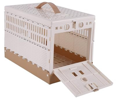Vogelreiseträger Käfig Faltbare ABS Tragbare Transportbox Belüftetes Design mit Griff für Papageien Sittiche Tauben (S)