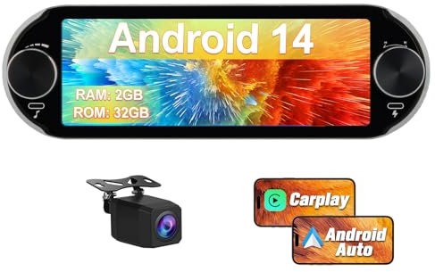 Hexinex Android 14 Radio Coche 1 DIN Universal con Pantalla Táctil 6.86 Pulgadas, con CarPlay/AndroidAuto/Mirror Link, WiFi/GPS/Bluetooth/RDS/USB/FM/Mandos del Volante con Cámara Trasera