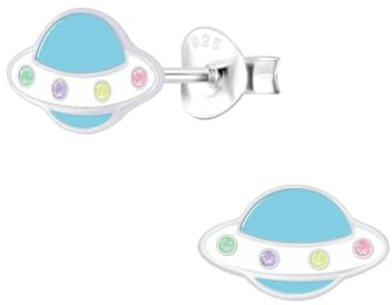 Monkimau Mädchen Ohrringe UFO | Ohrstecker aus 925 Sterling Silber | Kinderohrringe hypoallergen