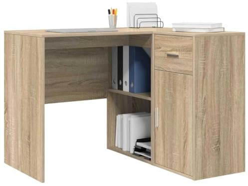 vidaXL Eck-Schreibtisch mit Schubladen Sonoma-Eiche 102 x 88 x 75 cm | Viele Regale und Schränke, Sleek, modernes Flair für jedes Büro, Hergestellt aus robustem Holzwerkstoff