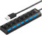 Vllold USB Hub for Laptop, Portable Multi-Port Data Adapter, Multipurpose USB Hub with Individual Button for Video Editing Trading Desk Remote Work Travel Classroom Co-Working Space Studio