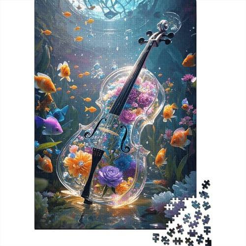 1000 Teile Cello Puzzle Für Erwachsene Und Kinder Holzpuzzle Geduldspiel Kristallblume-Cello Puzzles Wohndekoration Geschenk Für Kinder 1000pcs (75x50cm)