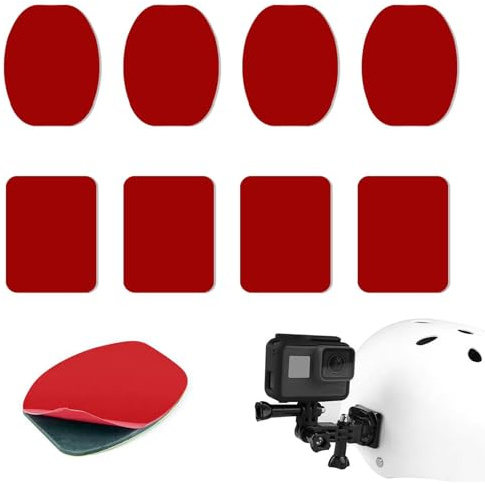 Winhuey 8 Pcs Dash Cam Sticky Pads, Double Sided Waterproof Adhesive Mount Pads Replacement for Car Dashcam & Action Cameras, Heat Resistant Sticker Kit (2 Shapes, Red)