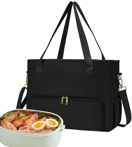 Vuggdt Laptop Tote Bag with Lunch Compartment,Briefcase with Leakproof Lunch Box Pocket for Women - Large Capacity Messenger Handbag with Adjustable Shoulder Strap for Teacher Nurse College Student