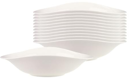 Villeroy & Boch - Vapiano Pastaschalen Set 12-Teilig Weiß, Spülmaschinenfest, Mikrowellensicher, Pastateller, Pastaschüssel, Teller Tief, Für Spaghetti, Nudeln oder Salat, Premium Porzellan