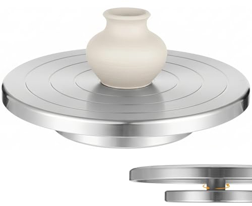 Varku Aluminum Alloy Pottery Turntable, Metal Ceramics Rotating Stand | Heavy Duty Pottery Wheel Double Sided Sculpting Turntable, Pottery Wheel with 360° Bearing for Clay Sculpting Craft Modeling