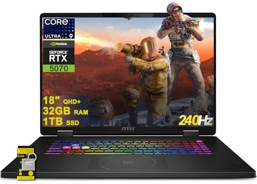 MSI Crosshair 18 HX AI Gaming Laptop 18 QHD+ IPS 240Hz Intel 24-core Ultra 9 275HX (>i9-14900HX) 32GB DDR5 1TB SSD GeForce RTX 5070 (Up to 798 AI TOPS) RGB Backlit Thunderbolt Win11 ICP Hub w/Copilot