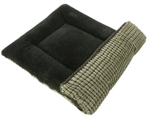 IEUUMLER Sängmatta för Hund Soffkudde Mjuk och Varm för Katter Dubbeländamåls Djurmatta Tvättbar i Maskin FC015 (90x60 cm, Mörkgrön)