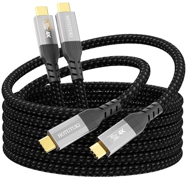 HOTUTUKI 2 Pack cables usb tipo c 2m, USB 3.2 Gen2 20Gbps Cable de Datos, 100W Carga Rápida, 4K@60Hz Video, Compatible con Thunderbolt 4/3, Hub, SSD, Cable Móvil USB C Macho Macho