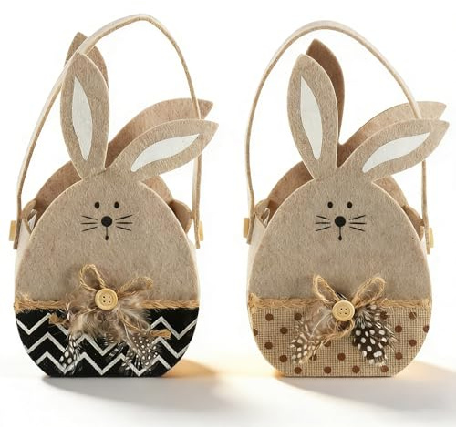 Osterkörbchen, Shyllin Ostertüten, Osternester zum Befüllen, Einkaufskorb Kinder, Körbchen mit Henkel, Oster Deko, fur Frühlingsdekoration, Geschenkkorb (2, Khaki, M)