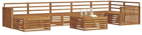 vidaXL Sofagarnituren 8 pcs Natur Massivholz Akazie, Garten Ecksofa Set, modernes Outdoor-Möbel, strapazierfähig, zum Chillen am Pool, für die Terrasse