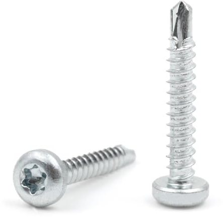 Design61 200 Stück Selbstbohrende Schrauben Halbrundkopf TX-25 Stahl Gehärtet Verzinkt Rostbeständig für Holz und Metallbau Selbstschneidende Schrauben (4,8 x 22 mm, 200, stück)