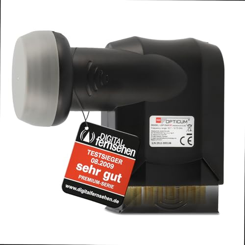 RED OPTICUM 04H Octo LNB - Digital 8-Fach LNB mit LTE Filter, 0.1dB Rauschmaß und ausziehbarem Wetterschutz, Full HD - 4K UHD Sat-LNB 8 Teilnehmer für Satellitenschüssel Satelliten TV (schwarz)