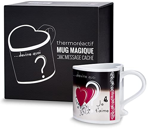 Froster Mug Magique Deluxe Je t'aime, Tasse Sensible à la Chaleur, Thermoréactif Tasse Amour change de Couleur, Cadeau pour la Saint Valentin