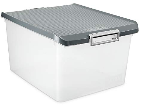 TATAY 1150022 Caja de Almacenamiento Multiusos con Tapa, 35 l de Capacidad, Plástico Polipropileno Libre de BPA, Gris, 37,7 x 47,5 x 26 cm
