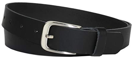 Vascavi Ledergürtel, 3 cm breit, Made in Germany, echt Leder Gürtel für Damen und Herren, kürzbar (95 cm Gesamtlänge 105 cm, Schwarz)