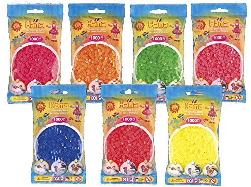 Kiids Hama Midi Bügelperlen-Set Neon (7 Tüten je 1000 Stück)
