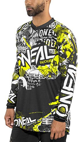 O'NEAL | Motocross-Shirt langarm | MX MTB Mountainbike | Passform für Maximale Bewegungsfreiheit, Eingenähter Ellbogenschutz | Element Jersey Attack | Erwachsene | Schwarz Neon-Gelb | Größe XXL