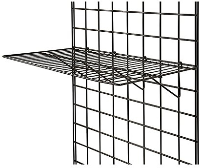 Only Garment Racks BLK-2412 Grid Panel Display Shelf - - Clothing Display Rack Grid, Heavy Duty Shelves, 12D x 23-1/2W Straight Shelf for Grid Panel, Black Finish, Wire, (Box of 6) (Pack of 6)
