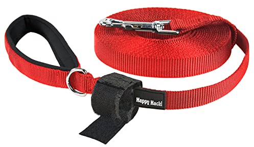 PETTOM Schleppleine für Hunde, 6m/10m/15m Robuste Hundeleine - Übungsleine mit Gepolsterten Griff, Trainingsleine Langlaufleine Langlebigem Nylon Übungsleinen Rot, 15m