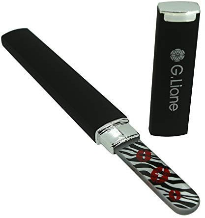 G.Liane Lime à ongles en verre de qualité supérieure avec étui - Limes à ongles professionnelles en cristal - Kit de manucure parfait pour femmes, hommes et enfants - Coffret cadeau (noir)