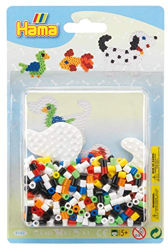Hama Perlen 4182 Kleines Set Hund mit ca. 450 bunten Midi Bügelperlen mit Durchmesser 5 mm, Stiftplatte, inkl. Bügelpapier, kreativer Bastelspaß für Groß und Klein